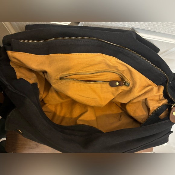 SC COTTON Messenger Crossbody Canvas Leather Bag 20x16” - Picture 7 of 14